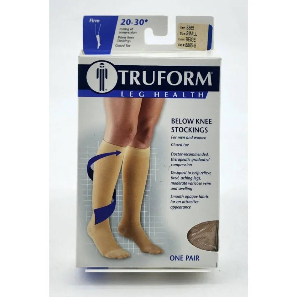 Truform‎ Below Knee Compression Stockings 20-30 Firm #8865-S Unisex Beige Size S